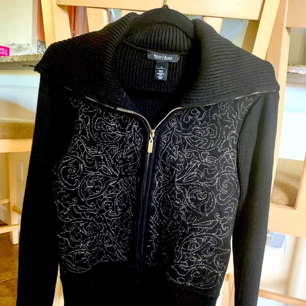 White House black market medium zip sweater